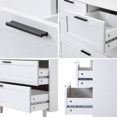 COD-EMMA-5D-WH-AB Oikiture 5 Chest of Drawers Dresser Chest Storage Cabinet Tallboy White
