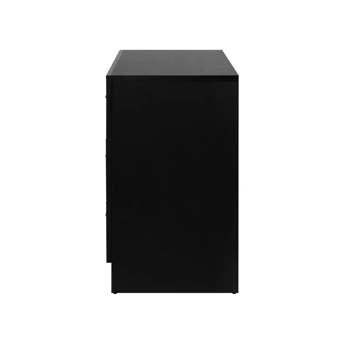 COD-TIKO-BK-AB Oikiture 6 Chest of Drawers Tallboy Dresser Table Lowboy Storage Cabinet Black