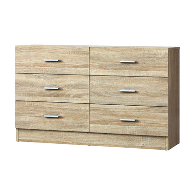 COD-TIKO-WD-AB Oikiture 6 Chest of Drawers Tallboy Dresser Table Lowboy Storage Cabinet Wood