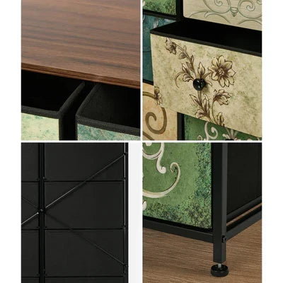 COD-TS-BOHEMI-10D Oikiture 10 Chest of Drawers Fabric Storage Cabinet Tower Tallboy Retro Dresser