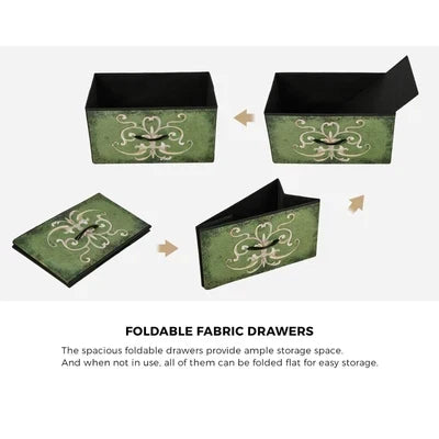 COD-TS-BOHEMI-5D Oikiture 5 Chest Of Drawers Fabric Storage Cabinet Retro Lowboy Organizer