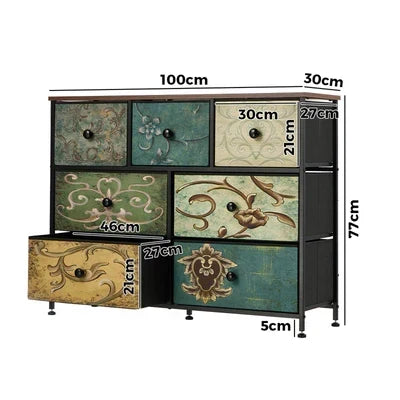 COD-TS-BOHEMI-7D Oikiture 7 Chest of Drawers Fabric Storage Cabinet Tower Dresser Lowboy