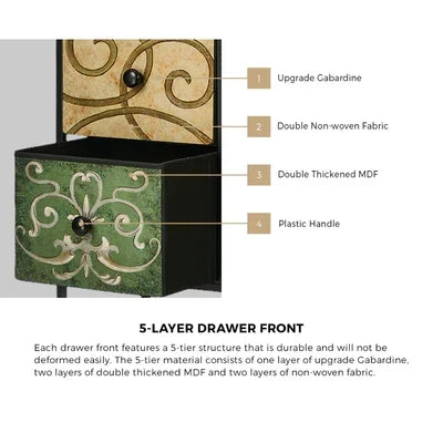 COD-TS-BOHEMI-SOCKET-6D Oikiture 6 Chest of Drawers Fabric Retro Dresser Lowboy Shelf Charging Station