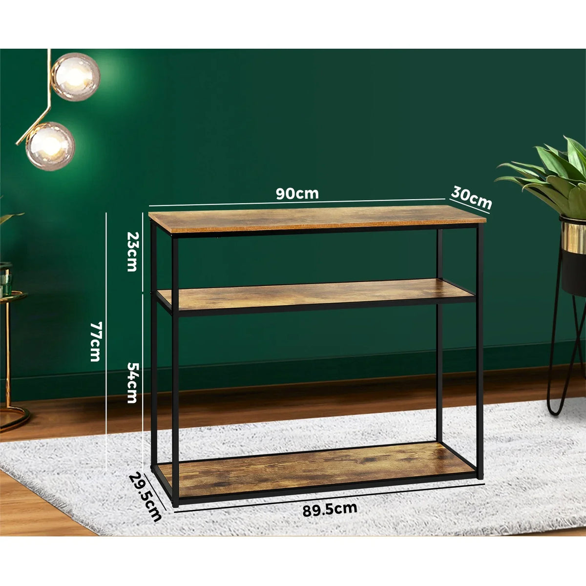 CST-A12-WD Oikiture Hall Console Table Metal Hallway Desk Entry Display Wooden Furniture