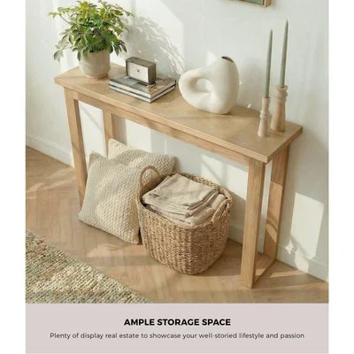 CST-EASY-WD Oikiture Console Table Narrow Hall Entryway Desk Sofa Table Display Shelf