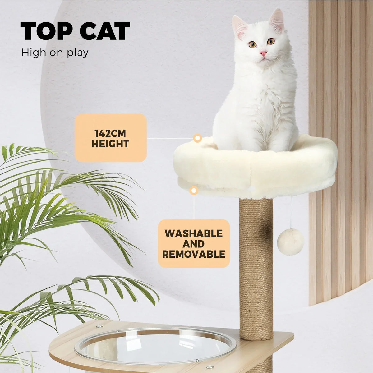 CTR-W-B1-MT-135 Alopet Cat Tree Tower Scratching Post Scratcher Cats Condo House Bed Furniture