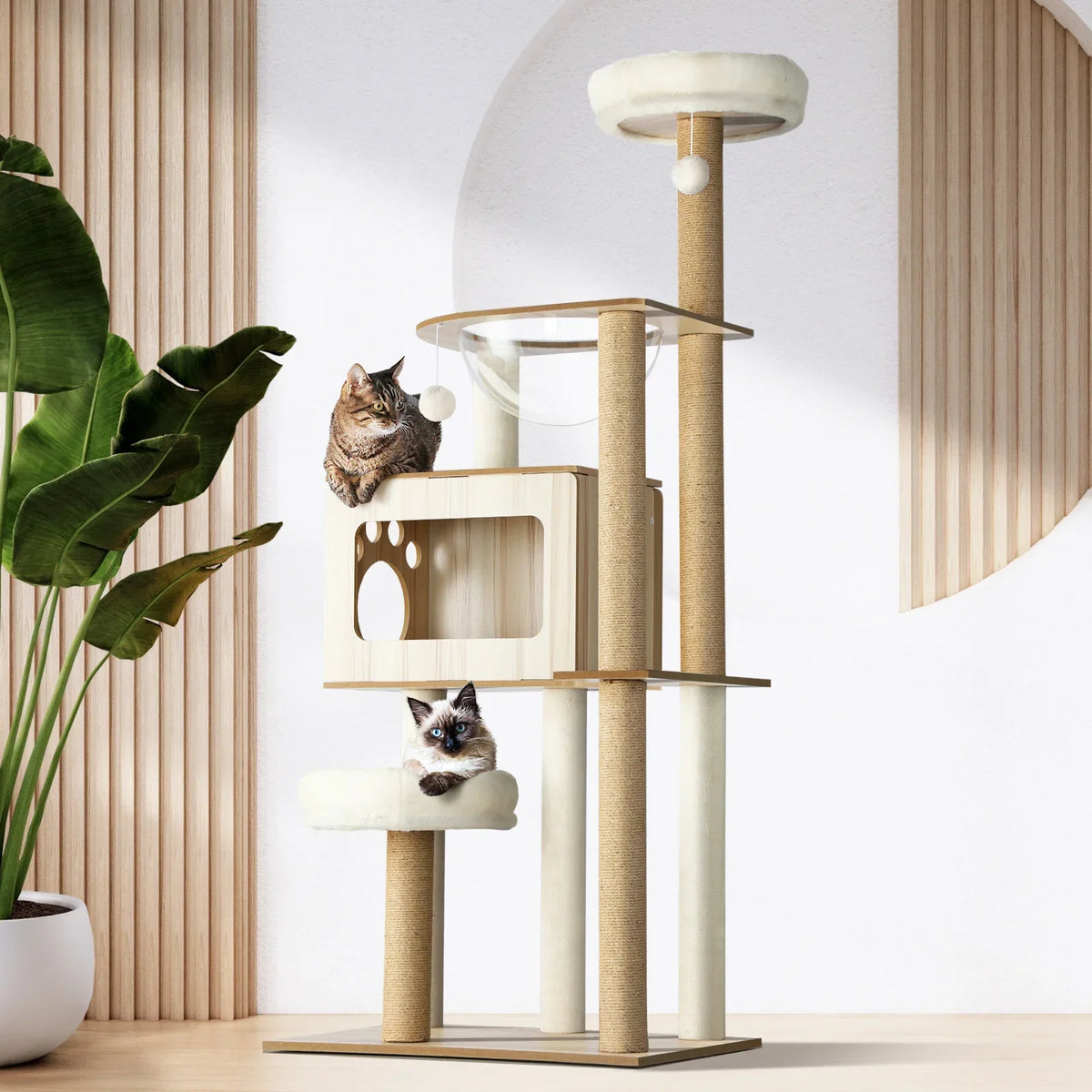 CTR-W-B1-MT-135 Alopet Cat Tree Tower Scratching Post Scratcher Cats Condo House Bed Furniture