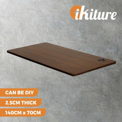 DB-WC-14-WN Oikiture Standing Desk Top with Drilled Hole Walnut 140x70cm