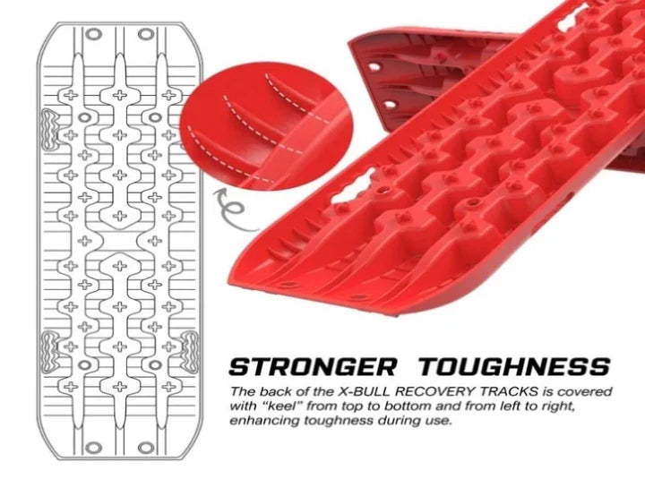 AU-XBRT006 X-BULL 2PCS Recovery Tracks Snow Tracks Mud tracks 4WD With 4PC mounting bolts Red