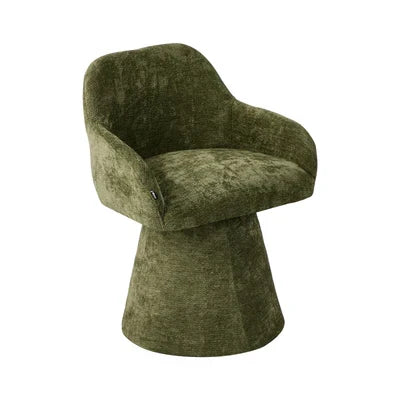 DCH-ALAN-CH-GN Oikiture Dining Chair Swivel Armchair Lounge Accent Chairs Chenille Green