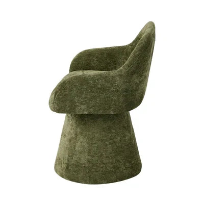 DCH-ALAN-CH-GN Oikiture Dining Chair Swivel Armchair Lounge Accent Chairs Chenille Green