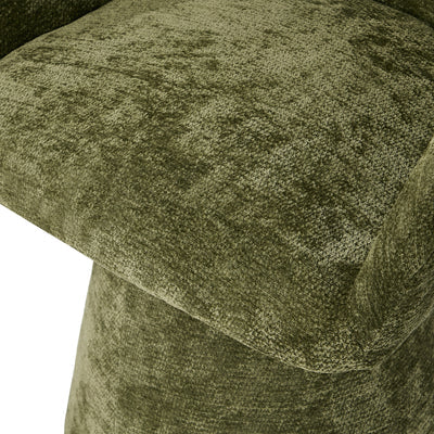 DCH-ALAN-CH-GN Oikiture Dining Chair Swivel Armchair Lounge Accent Chairs Chenille Green