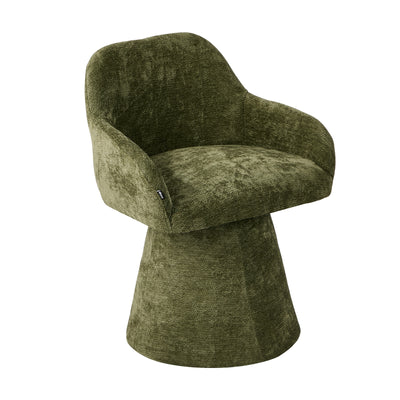 DCH-ALAN-CH-GN Oikiture Dining Chair Swivel Armchair Lounge Accent Chairs Chenille Green