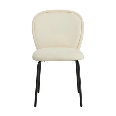 DCH-EDGE-BG-2PC Oikiture 2x Dining Chairs Kitchen Accent Chairs Chenille Pad Metal Legs Beige