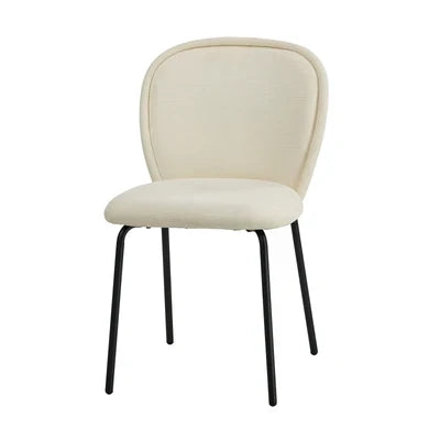 DCH-EDGE-BG-2PC Oikiture 2x Dining Chairs Kitchen Accent Chairs Chenille Pad Metal Legs Beige