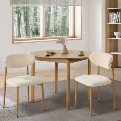 DCH-HD-SPA-WDBG-2PC Oikiture 2x Dining Chairs Kitchen Chair Cafe Lounge Chair Boucle Beige and Natural