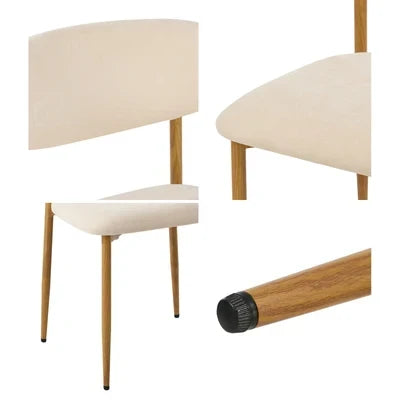 DCH-HD-SPA-WDBG-2PC Oikiture 2x Dining Chairs Kitchen Chair Cafe Lounge Chair Boucle Beige and Natural
