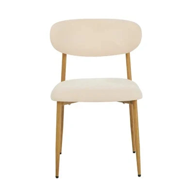 DCH-HD-SPA-WDBG-2PC Oikiture 2x Dining Chairs Kitchen Chair Cafe Lounge Chair Boucle Beige and Natural