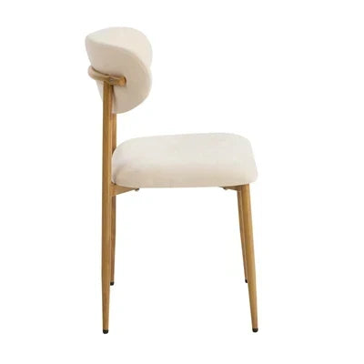 DCH-HD-SPA-WDBG-2PC Oikiture 2x Dining Chairs Kitchen Chair Cafe Lounge Chair Boucle Beige and Natural