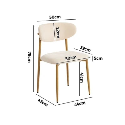DCH-HD-SPA-WDBG-2PC Oikiture 2x Dining Chairs Kitchen Chair Cafe Lounge Chair Boucle Beige and Natural
