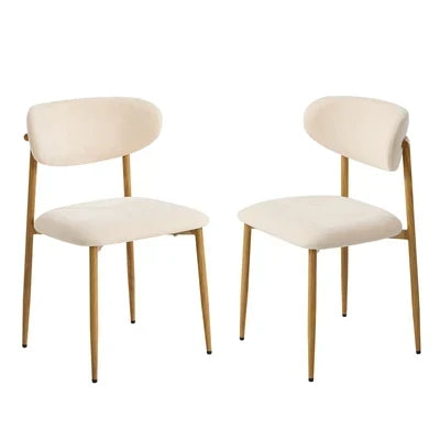 DCH-HD-SPA-WDBG-2PC Oikiture 2x Dining Chairs Kitchen Chair Cafe Lounge Chair Boucle Beige and Natural