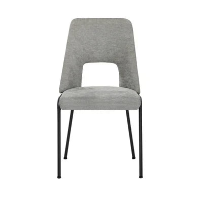 DCH-HOLO-GY-2PC Oikiture 2x Dining Chairs Chenille Fabric Kitchen Side Chair Grey