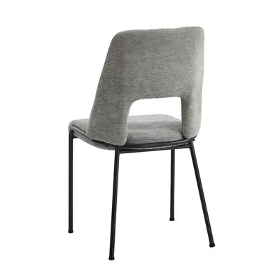 DCH-HOLO-GY-2PC Oikiture 2x Dining Chairs Chenille Fabric Kitchen Side Chair Grey
