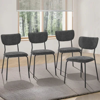 DCH-SUM-LN-GY-4PC Oikiture Set of 4 Dining Chairs Linen Fabric Padded Seat Grey