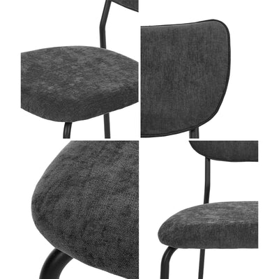 DCH-SUM-LN-GY-4PC Oikiture Set of 4 Dining Chairs Linen Fabric Padded Seat Grey