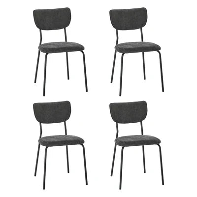 DCH-SUM-LN-GY-4PC Oikiture Set of 4 Dining Chairs Linen Fabric Padded Seat Grey