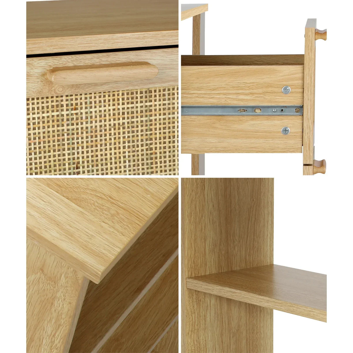 DK-A22-RAT-WD Oikiture Computer Desk Drawers Storage Shelf Laptop Student Study Office Table