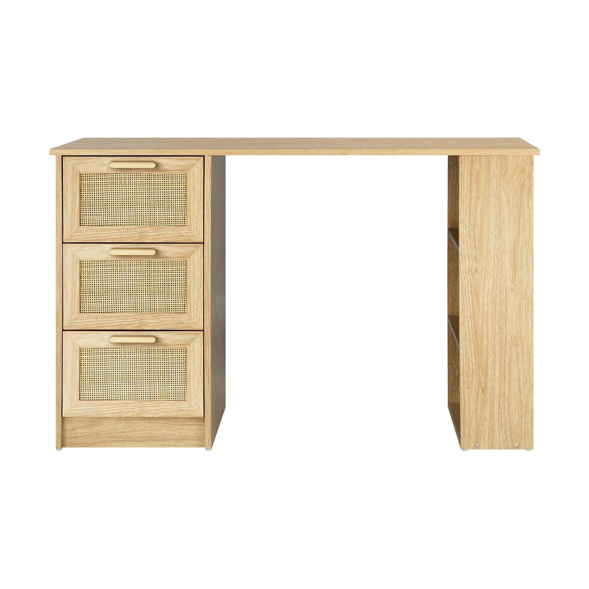 DK-A22-RAT-WD Oikiture Computer Desk Drawers Storage Shelf Laptop Student Study Office Table
