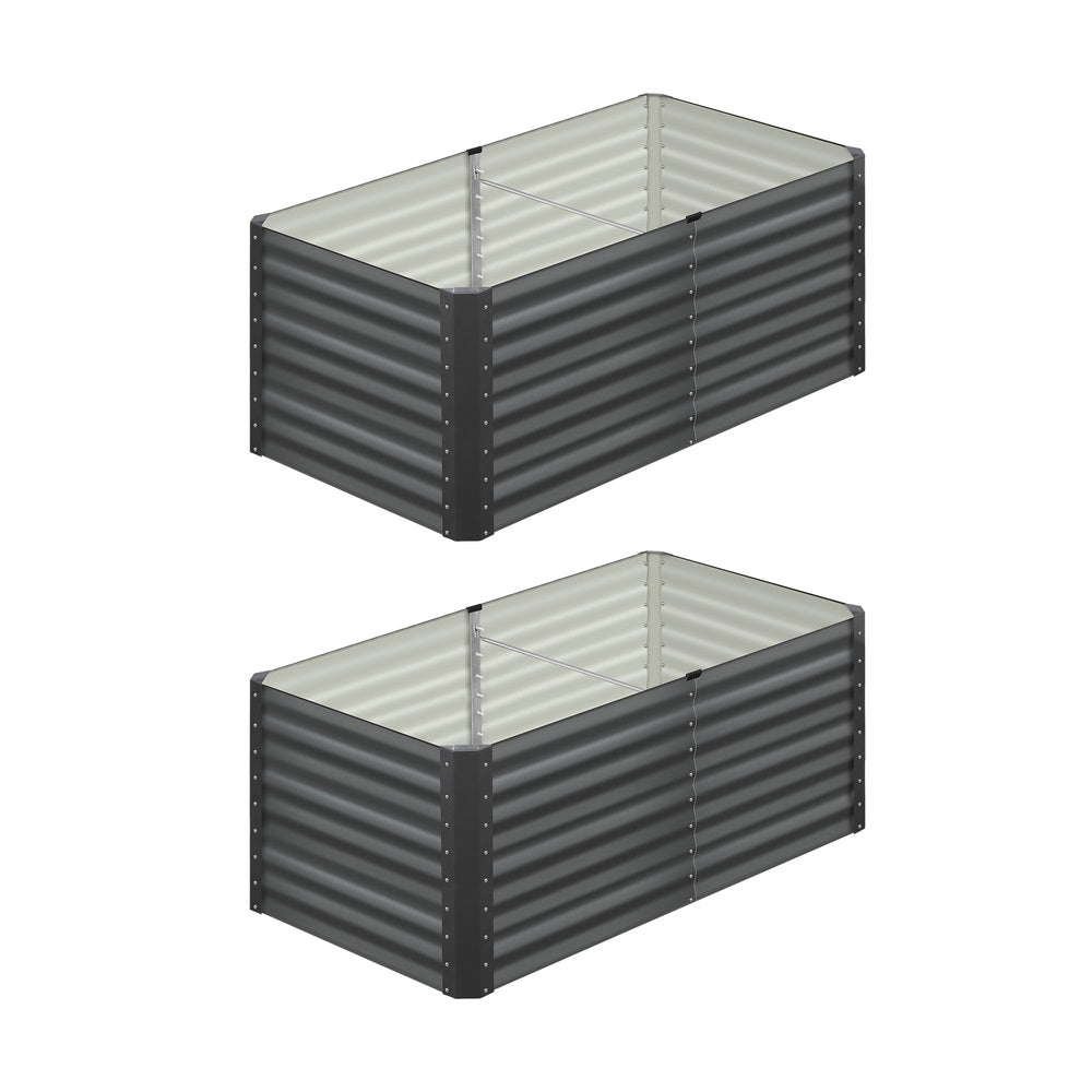 GB-73-16080-GY-2PC Livsip Raised Garden Bed Galvanised Steel 320x80x73CM