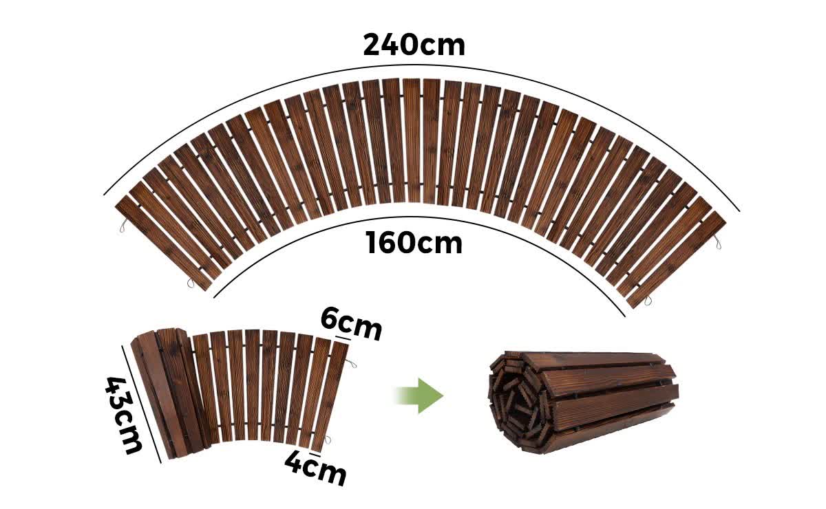 OD-WD-PWC-CA-2PC Livsip 2PC Curved Garden Wooden Pathway 8ft Roll-Out Curved Wood Walkway Backyard