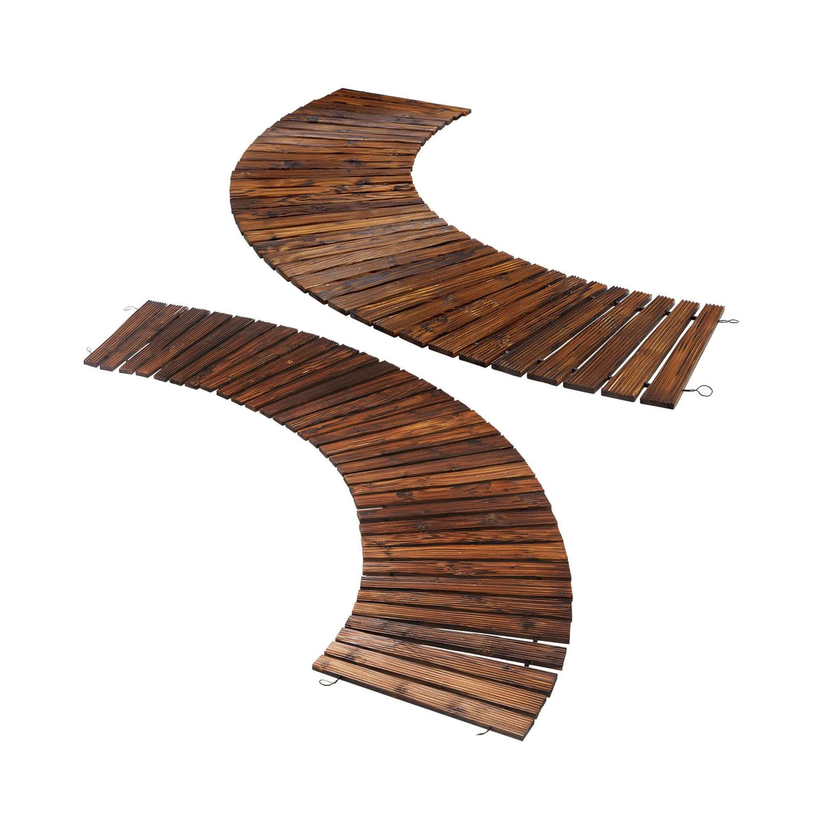 OD-WD-PWC-CA-2PC Livsip 2PC Curved Garden Wooden Pathway 8ft Roll-Out Curved Wood Walkway Backyard