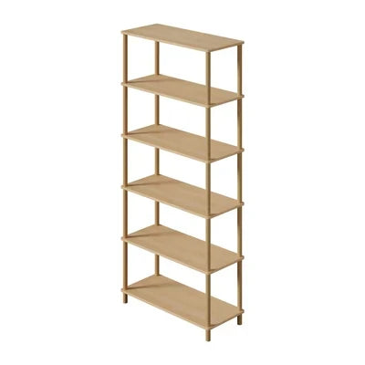 DS-BOHO-5TIER-WD Oikiture Bookshelf 5 Tier Display Shelf Storage Shelves Stand Rack Natural