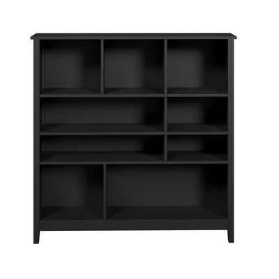 DS-MF-PANE-4S-BK-AB Oikiture Bookshelf Bookcase Display Shelf 4-Tier Storage Cabinet Black