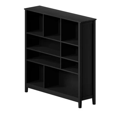 DS-MF-PANE-4S-BK-AB Oikiture Bookshelf Bookcase Display Shelf 4-Tier Storage Cabinet Black
