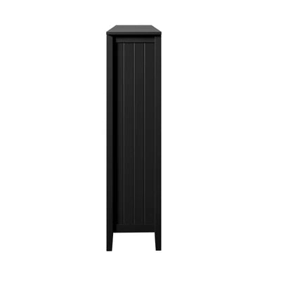 DS-MF-PANE-4S-BK-AB Oikiture Bookshelf Bookcase Display Shelf 4-Tier Storage Cabinet Black