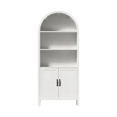 DS-XF-ARCH-2D-WH Oikiture Arched Bookshelf Display Shelf Bookcase Bookshelves Storage White