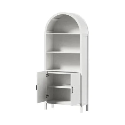 DS-XF-ARCH-2D-WH Oikiture Arched Bookshelf Display Shelf Bookcase Bookshelves Storage White