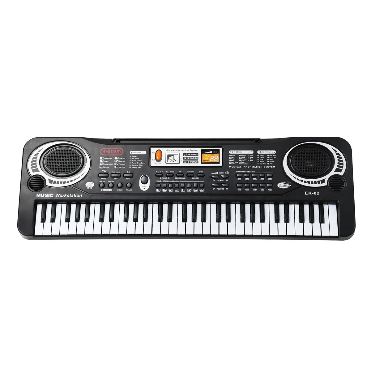 EK-02-BK Mazam 61 Keys Piano Keyboard Electronic Musical Kids Toy Gift With Microphone