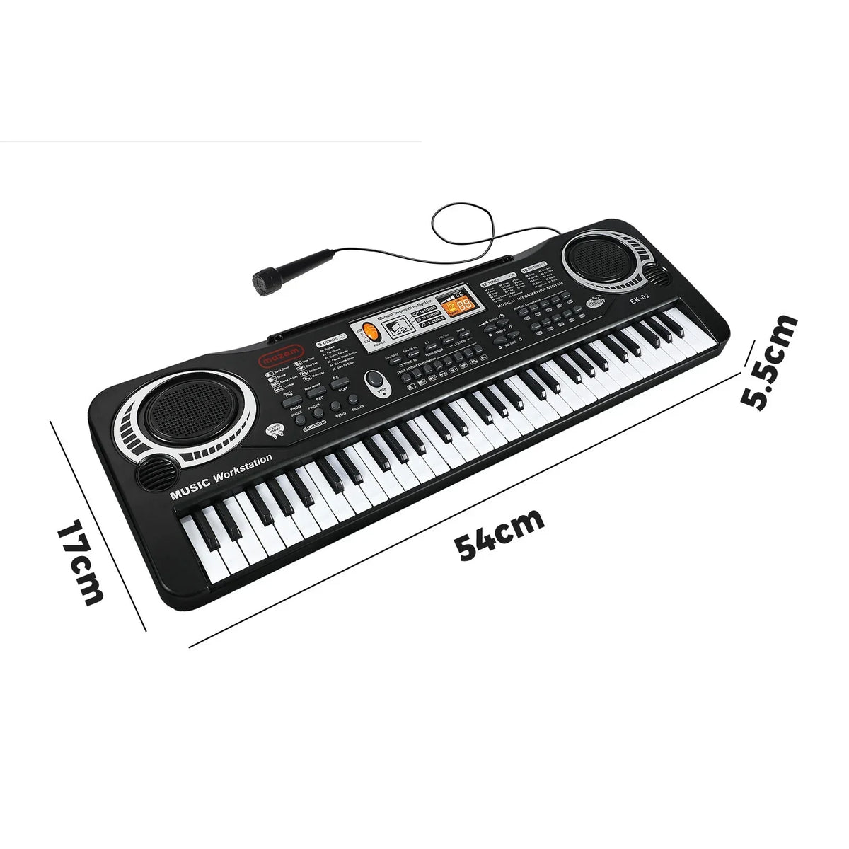 EK-02-BK Mazam 61 Keys Piano Keyboard Electronic Musical Kids Toy Gift With Microphone