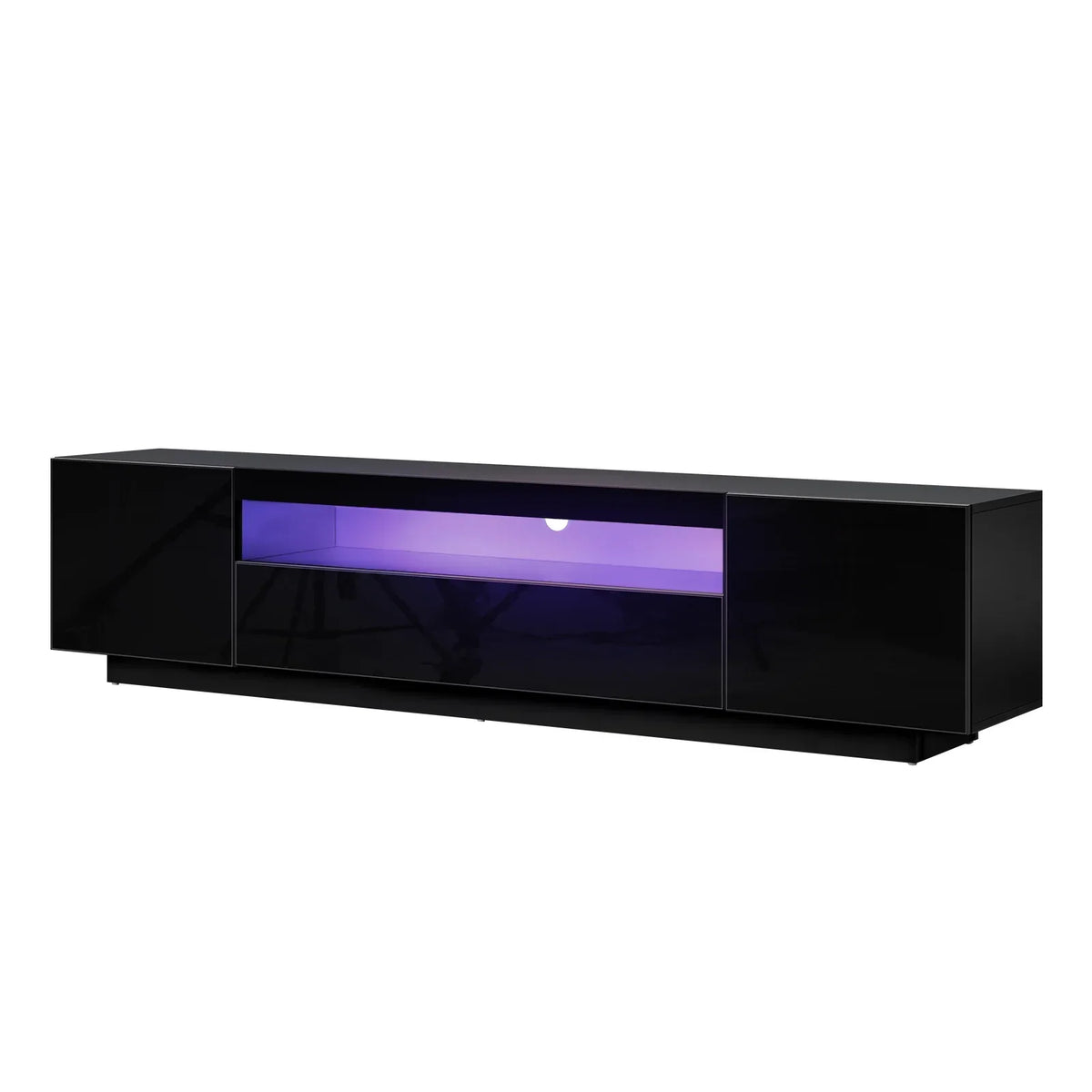 EU-BD-D3-180-BK-AB Oikiture Entertainment Unit TV Stand Cabinet Gloss RGB LED Black 180CM