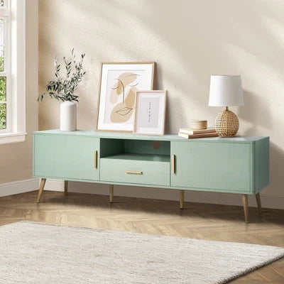 EU-TOMX-160-GN-AB Oikiture TV Cabinet Entertainment Unit Stand 160cm Storage Drawer Shelf Green