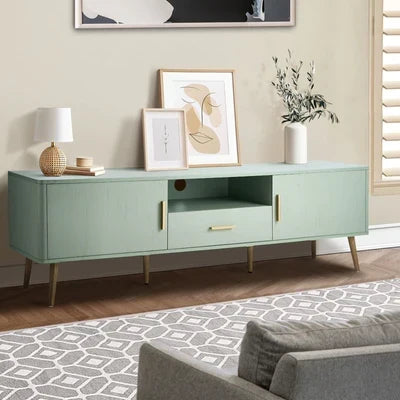 EU-TOMX-160-GN-AB Oikiture TV Cabinet Entertainment Unit Stand 160cm Storage Drawer Shelf Green