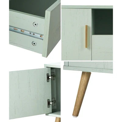 EU-TOMX-160-GN-AB Oikiture TV Cabinet Entertainment Unit Stand 160cm Storage Drawer Shelf Green