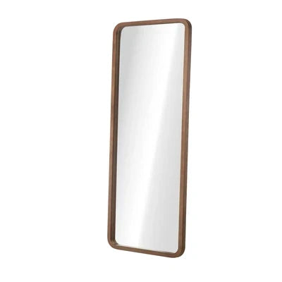 FM-B-RECT-18070-WN Oikiture Full Length Mirror 180x70cm Rectangle Dressing Floor Mirrors Walnut