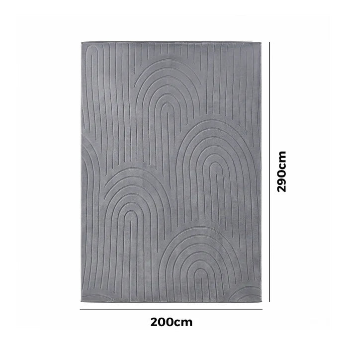 FR-JAC-SL-A-2029 Oikiture Geometric Arch Jacquard Area Rug Modern Floor Carpet 200X290cm Grey