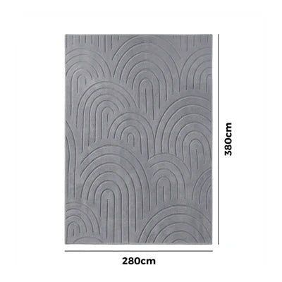 FR-JAC-SL-A-2838 Oikiture Geometric Arch Jacquard Area Rug Modern Floor Carpet 280X380cm Grey